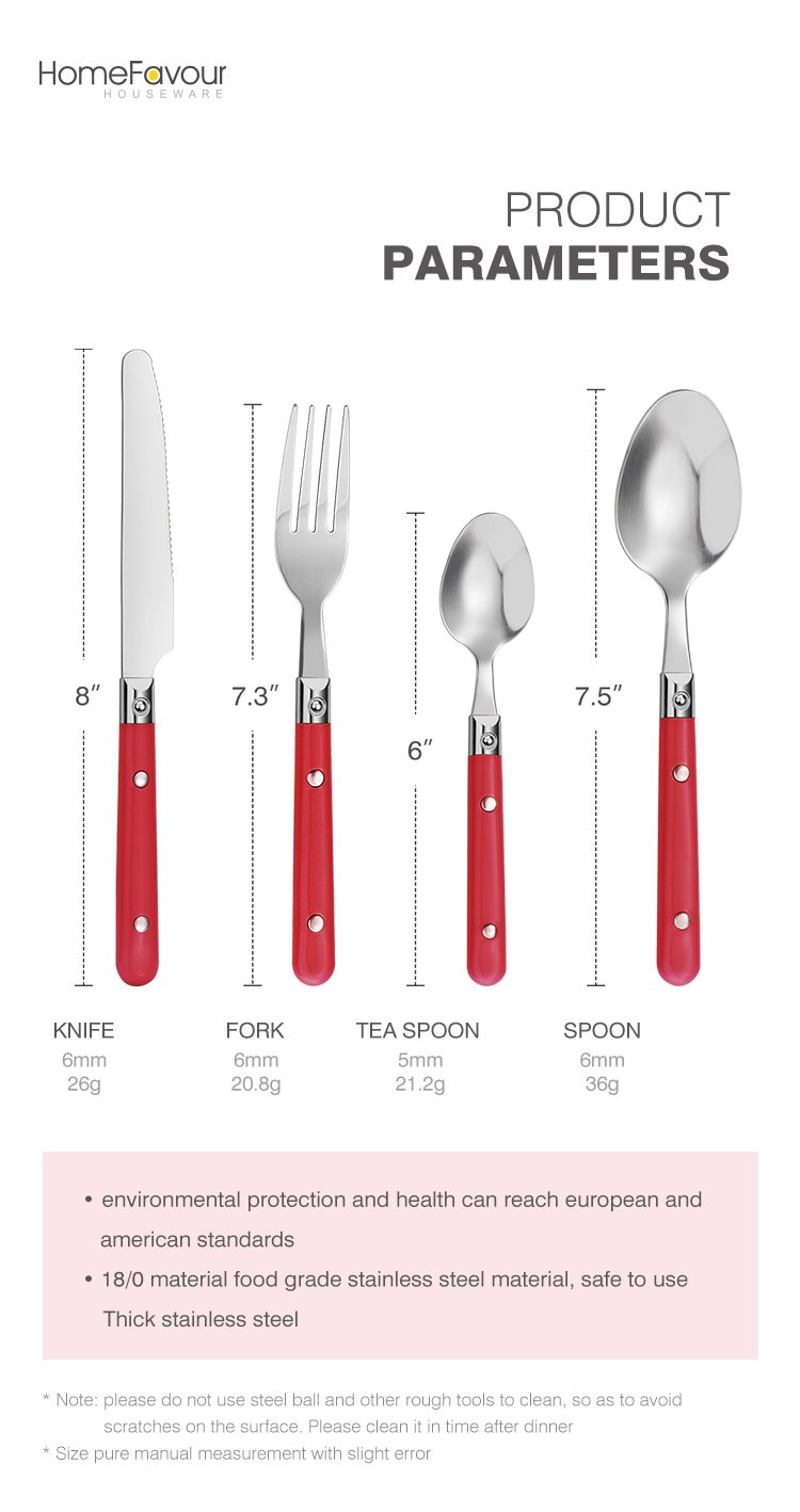 Plastic- Stainless-steel-cutlery-set-with-red-handle-flatware-set Plastic- Stainless-steel-cutlery-set-with-red-handle-flatware-set