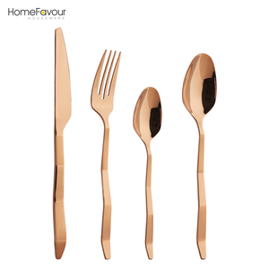 HF19028TRGC Copper Personality Curved Handle Stainless Steel Cutlery