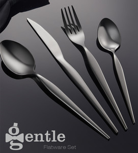 16pcs Gentlemen Stainless Steel Black Flatware Set