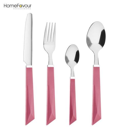 HF019 Candy Color Plastic Handle Cutlery Set