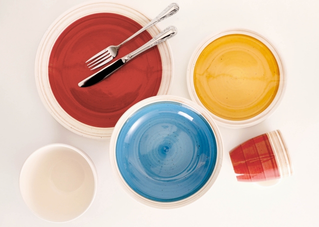 color glaze ceramic plate ,silver knife and fork.jpg