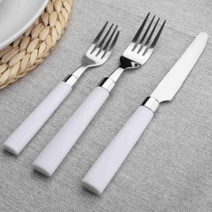 HA212WH Stainless Steel Silver Cutlery white Plastic Handle
