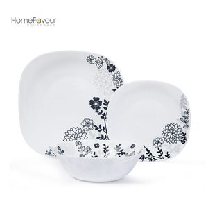 2210802 18-Pc Square Opal Glass Resistant Dinnerware Set, Service for 6