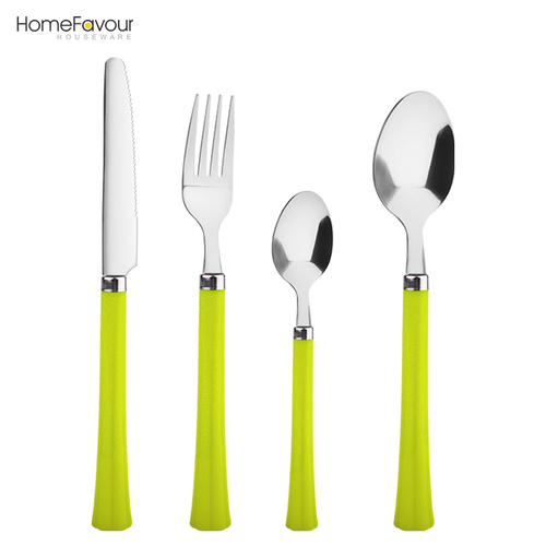 HF014 Candy Color Plastic Handle Cutlery Set