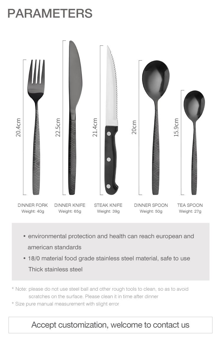 Food-Grade Stainless Steel Cutlery Set with Steak Knife