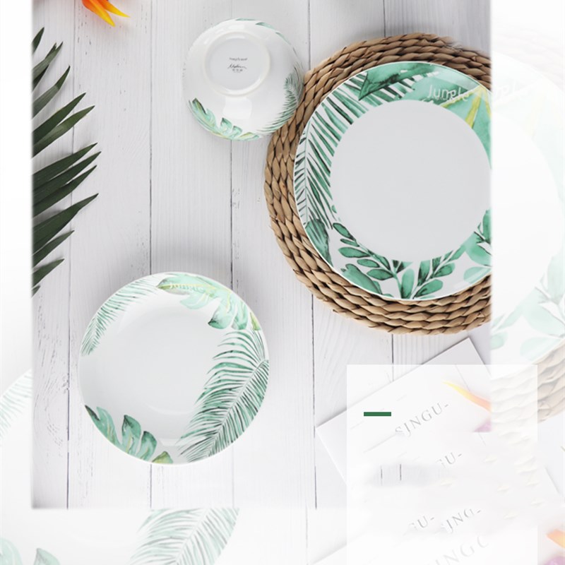 Palm-Leaf-12-piece-Porcelain-Dinnerware-Set