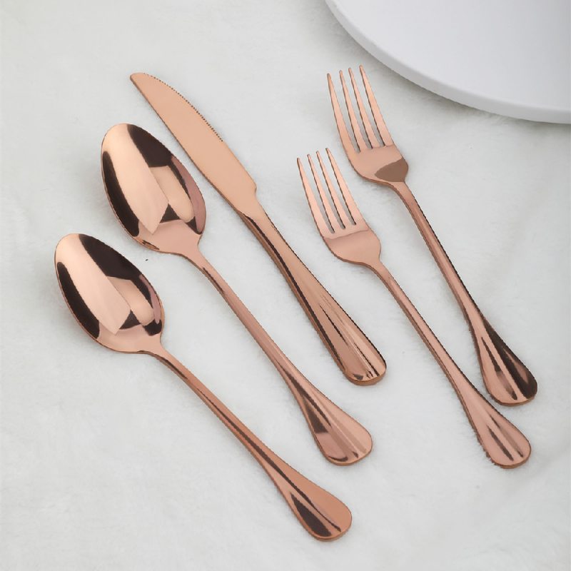 10-Pc Rose Gold Stainless Steel Flatware Set With Salad Fork