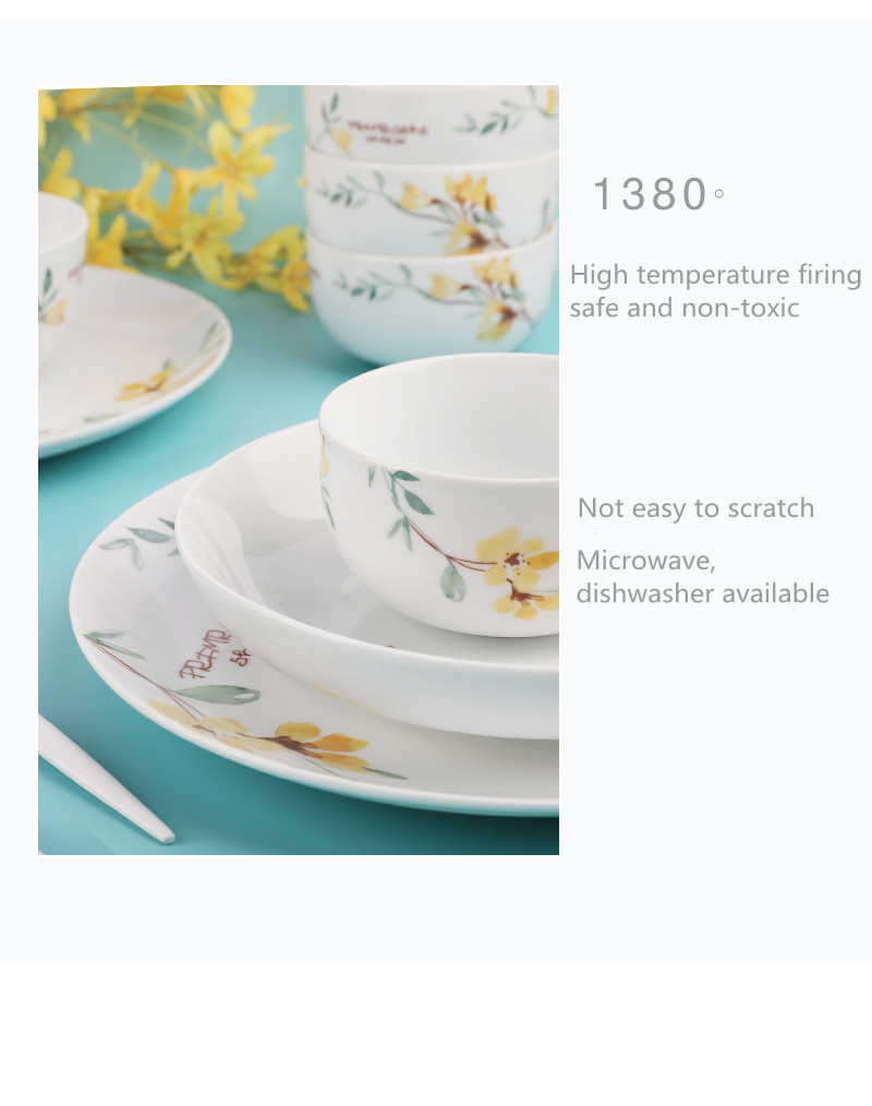Vintage-Yellow-Flower-Ceramic-Tableware-Set