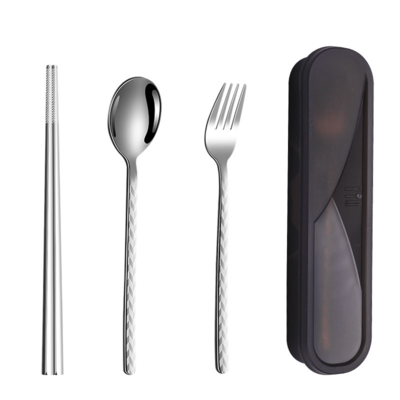 3pcs portable silver stainless steel cutlery set