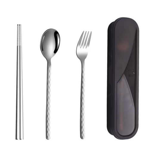 3 Pcs Portable Silver Stainless Steel Cutlery Set