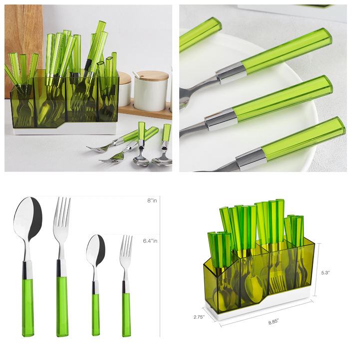 24-Pieces-Stainless-Steel-Cutlery-Green-Silverware-Set