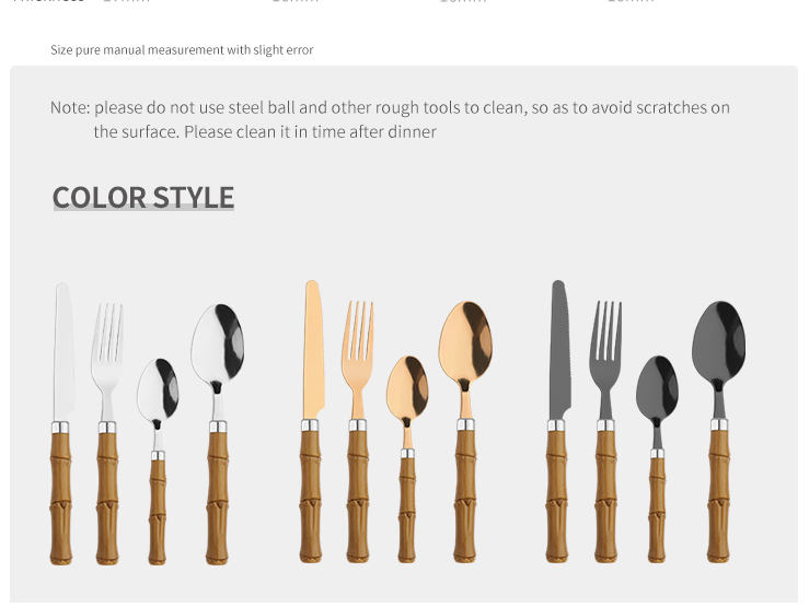 Plastic-Handle-Bamboo-Silverware-Flatware-Set